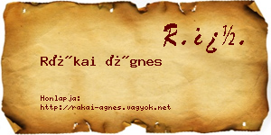 Rákai Ágnes névjegykártya